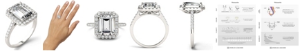Charles & Colvard Moissanite Emerald Halo Ring (4 ct. tw. Diamond Equivalent) in 14k White Gold